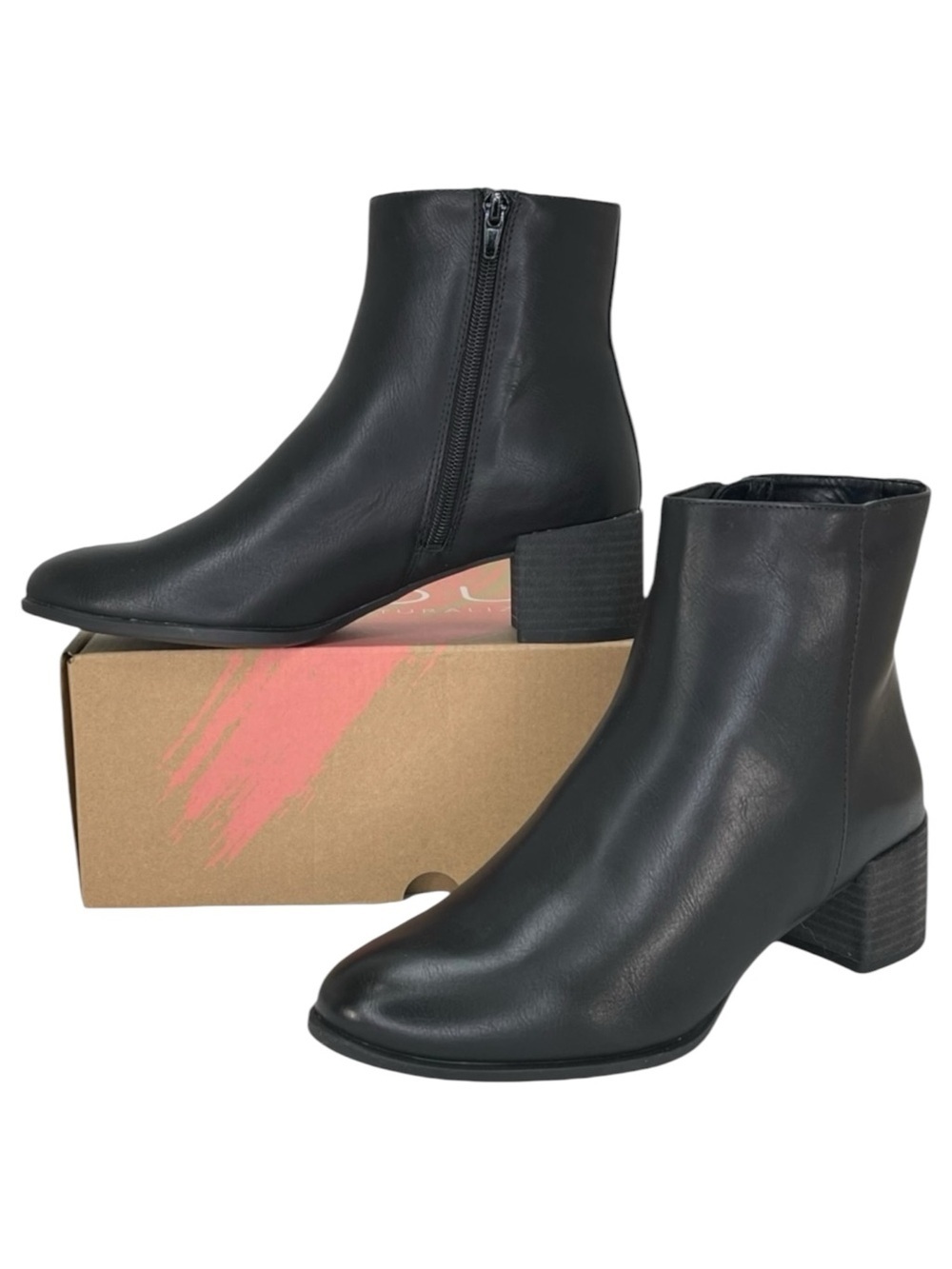 SOUL Naturalizer Rose Black Faux Leather Womens Ankle Boots Size 8.5M